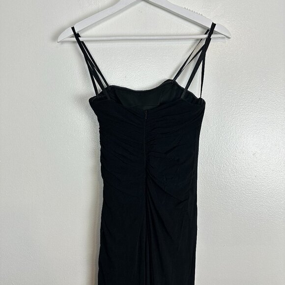 LA FEMME Strapless Ruching Across Front Net Jersey Gown in Black Size US 2 - Picture 6 of 7